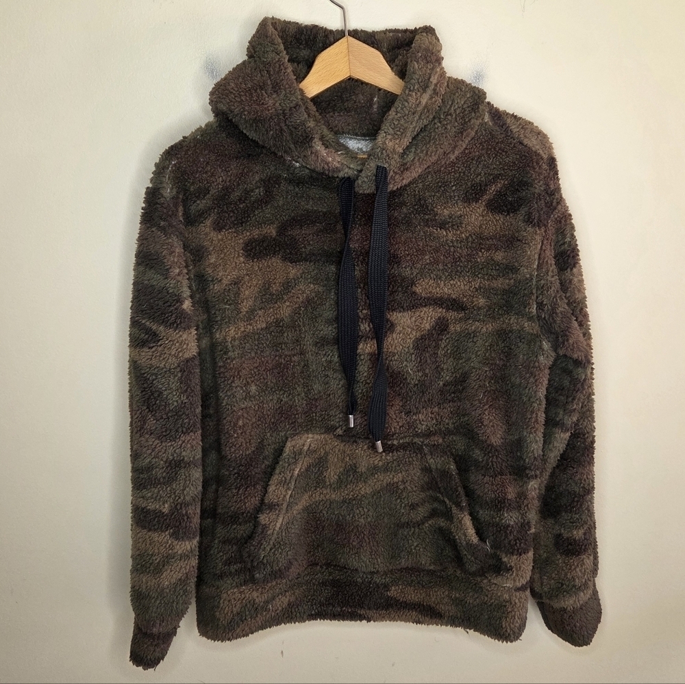 Rewash Camo Fleece Hooded Pullover Sweatshirt Size Medium